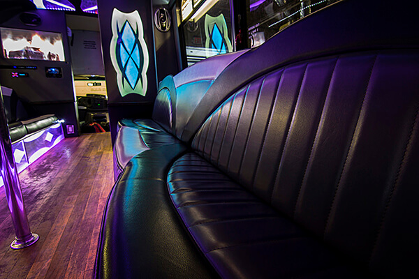 Inside the 22 passenger party bus