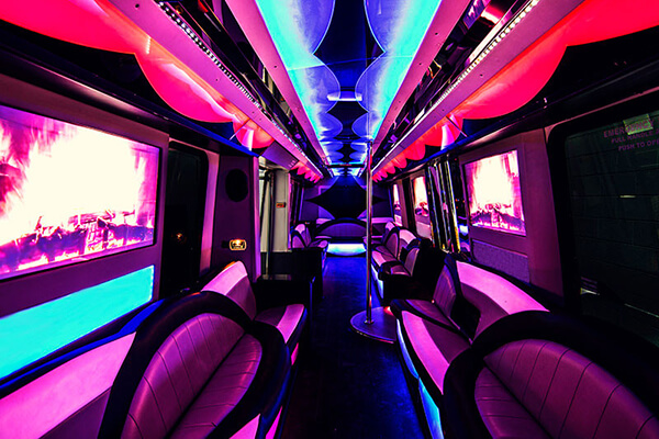 Inside the 40 passenger party bus