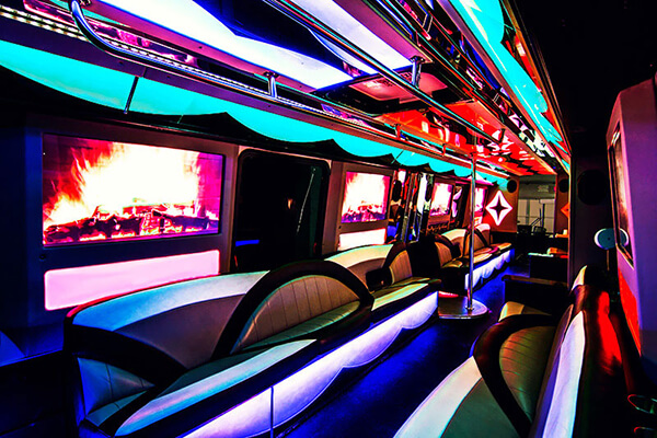 Inside a 40 passenger Party Bus Baton Rouge